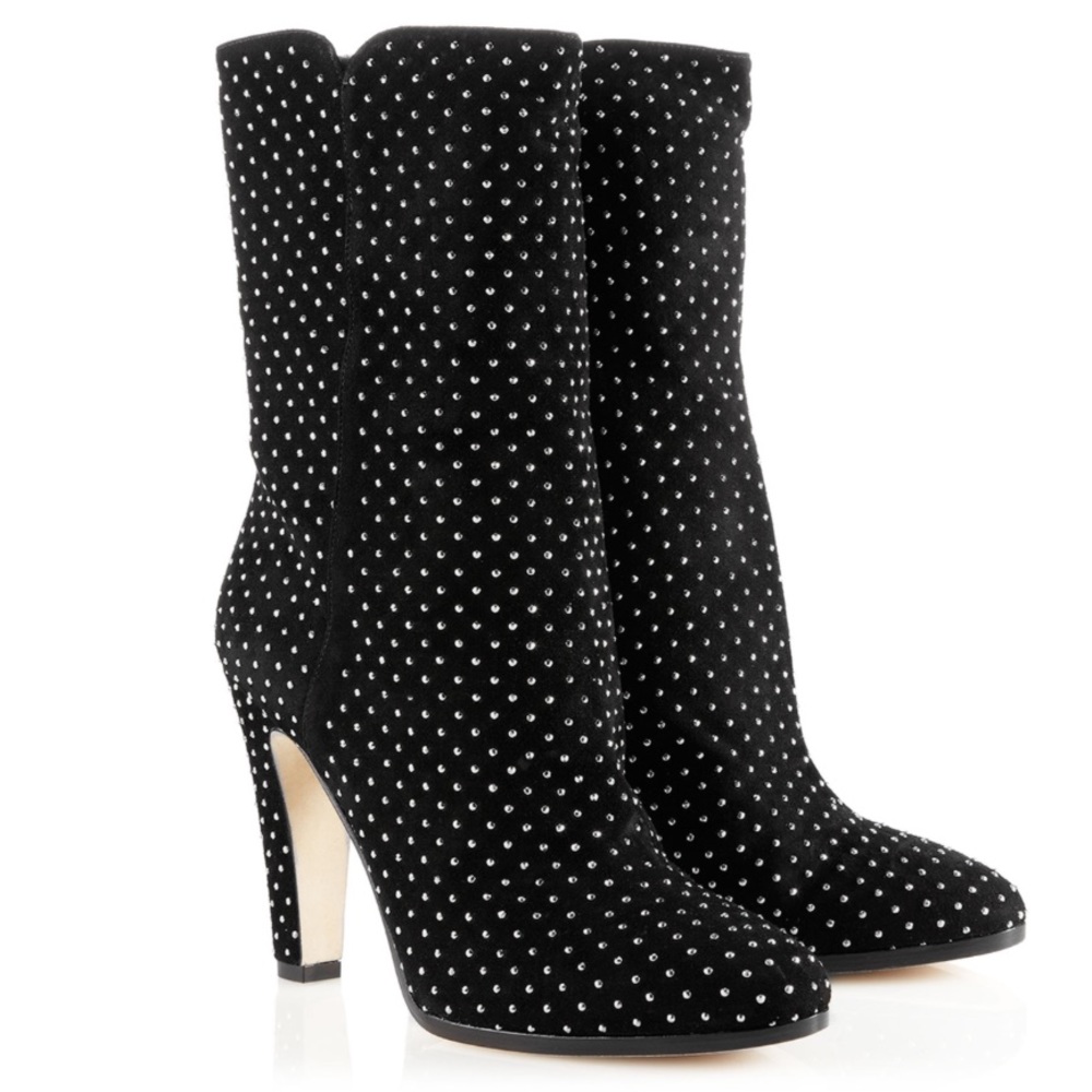 Jimmy Choo Tari Black Suede Studded Boots (37) - Picture 1 of 2